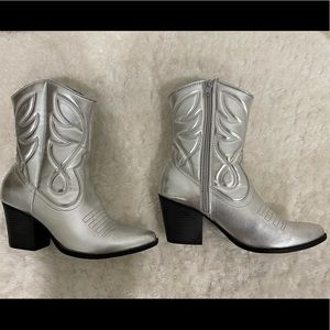 Silver cowboy boots